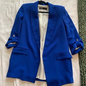 Zara blue cuffed sleeve blazer
